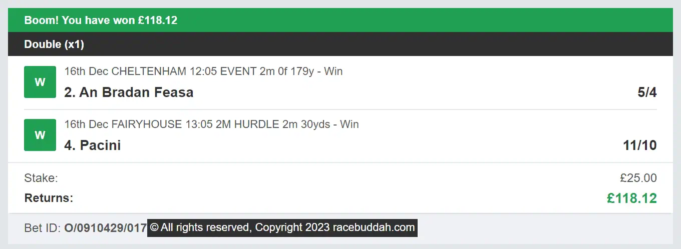Race Buddah - Winner - Multi - 2023-12-16