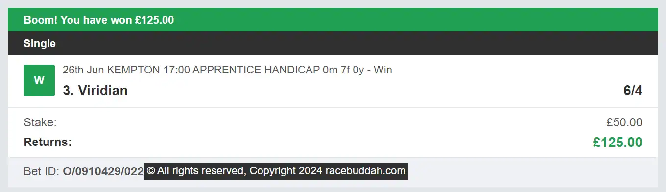 Race Buddah - Winner - 1 - 2024-06-26