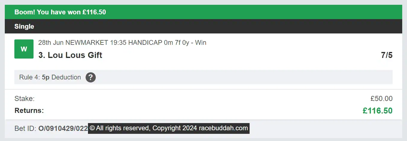 Race Buddah - Winner - 1 - 2024-06-28