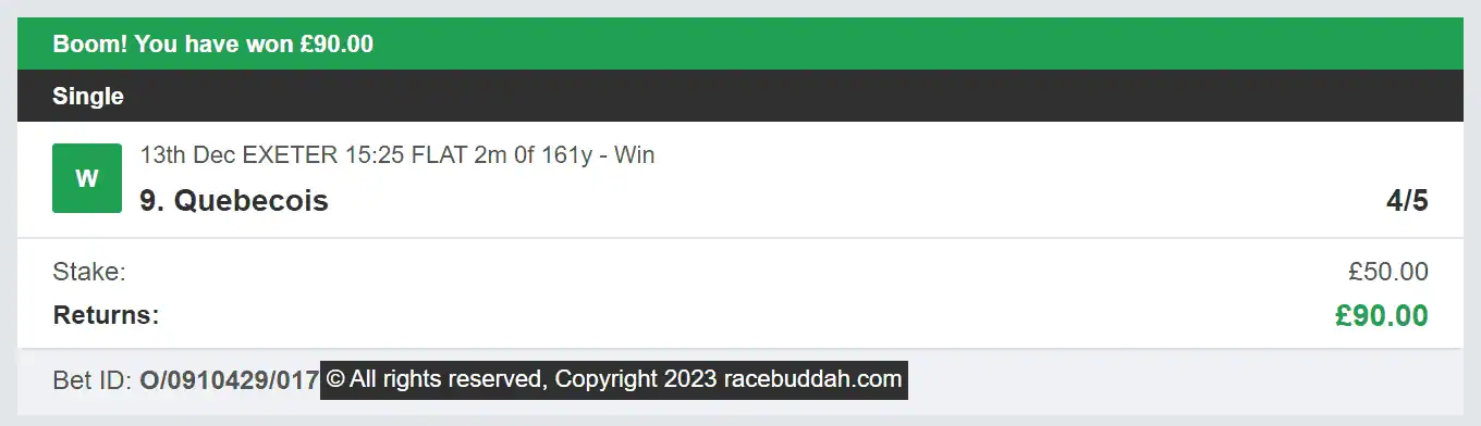 Race Buddah - Winner - 2 - 2023-12-13