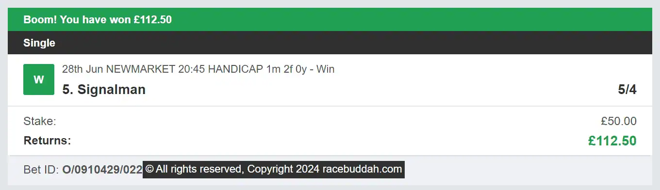 Race Buddah - Winner - 2 - 2024-06-28